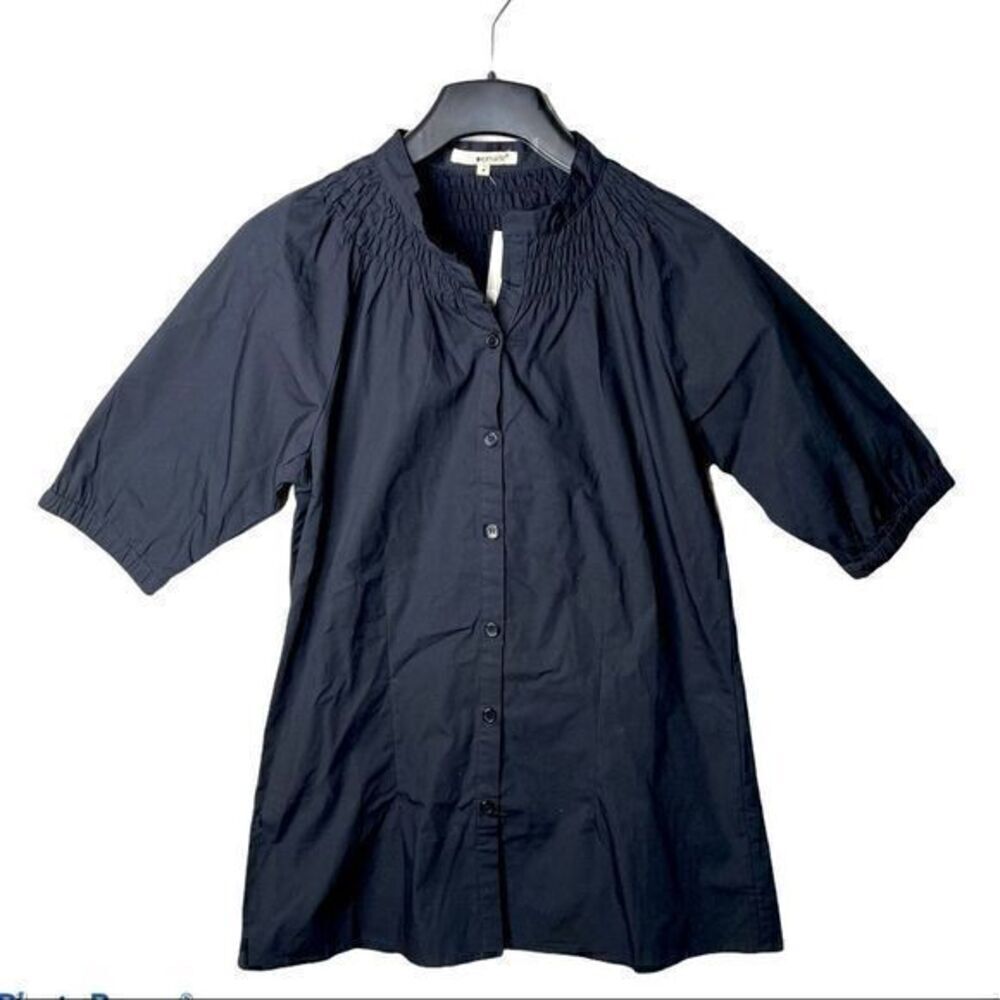 La Made black button down blouse top tunic size medium NWOT